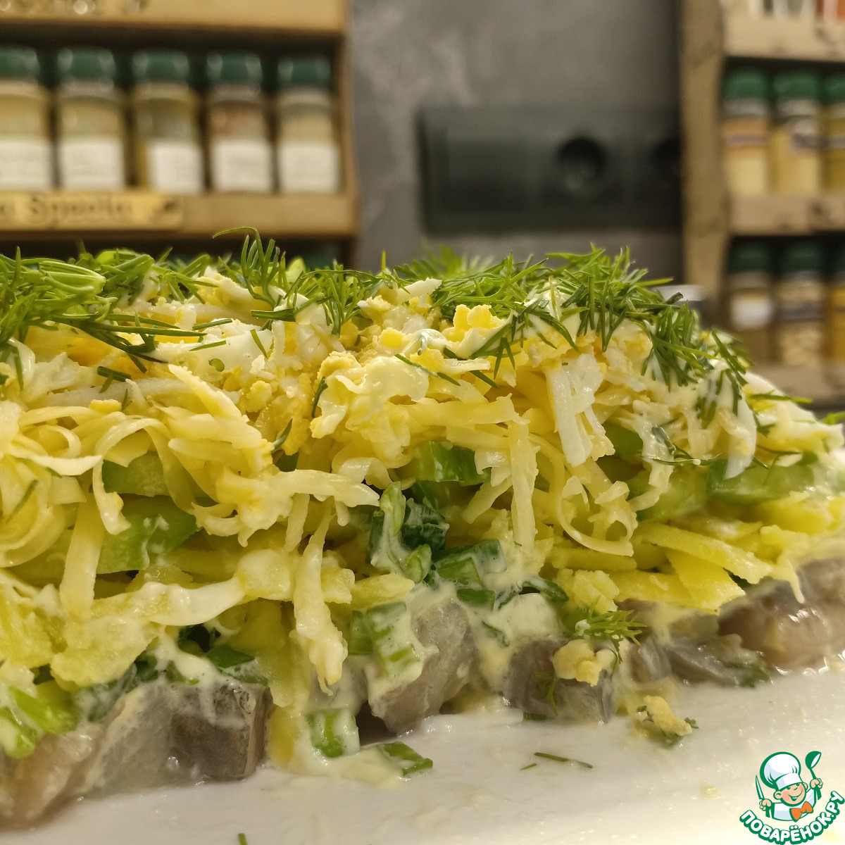 Салат «Сельдь под зеленой шубкой»