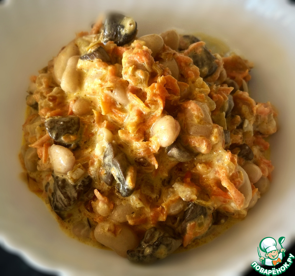 Грибы и фасоль с постным майонезом