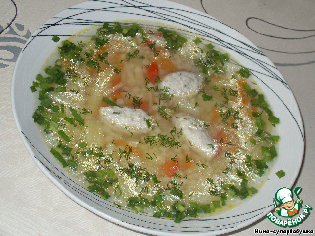 Суп с макаронами и куриными клецками