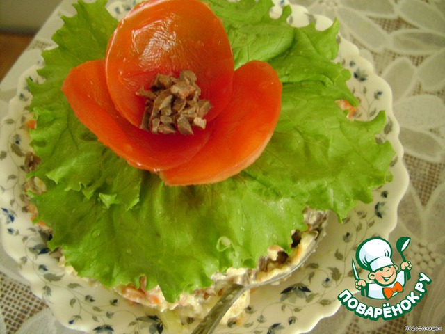 Salad with chicken hearts, 