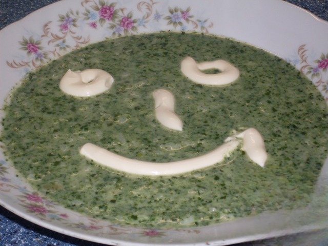 Rice porridge with spinach