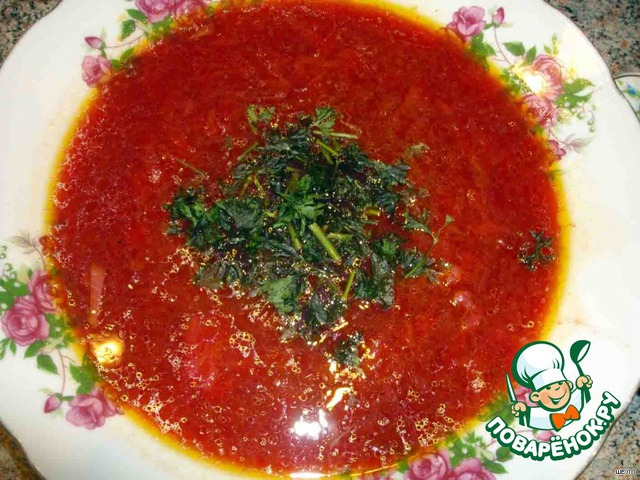 Borsch with prunes and cheese cheesecake