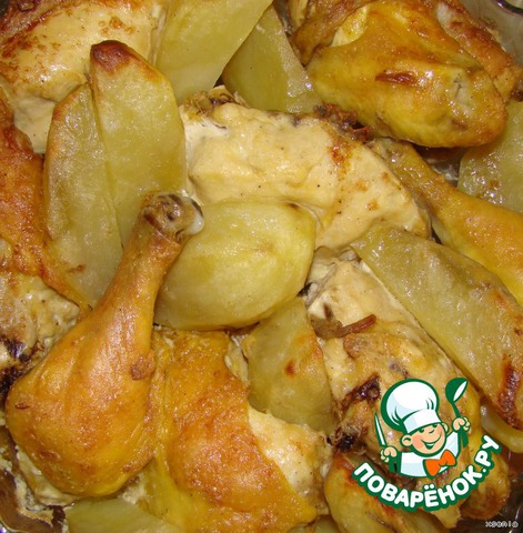 Chicken baked with potatoes