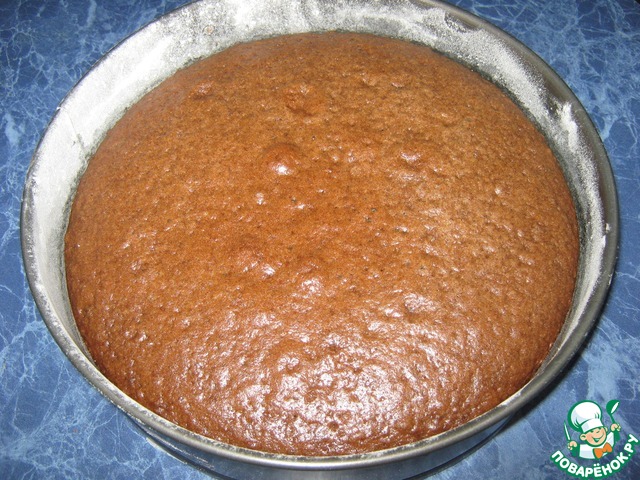 Chocolate cake on the boiling water