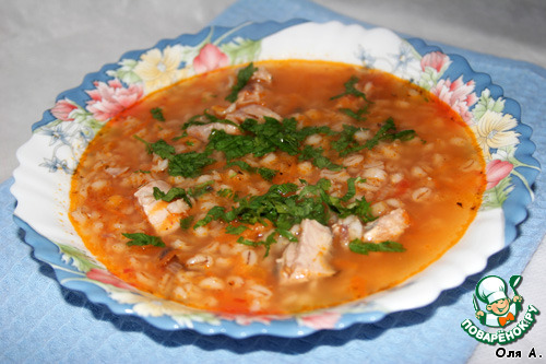 Soup with barley and tuna