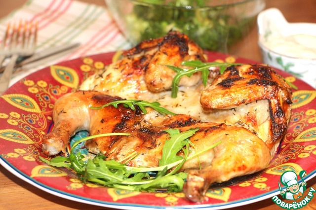 Chicken marinated in a lemon-oil marinade