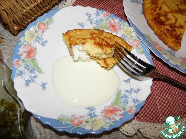 Omelet with bread and cheese