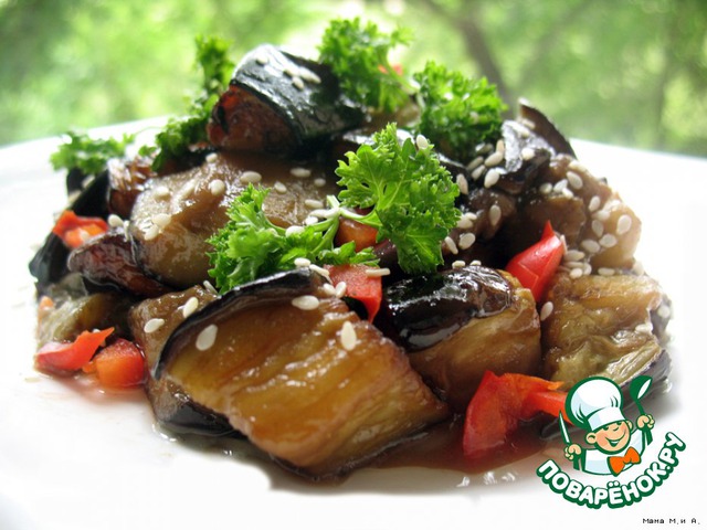 Appetizer of eggplant in an aromatic marinade