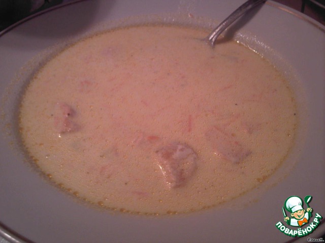 Creamy soup with salmon