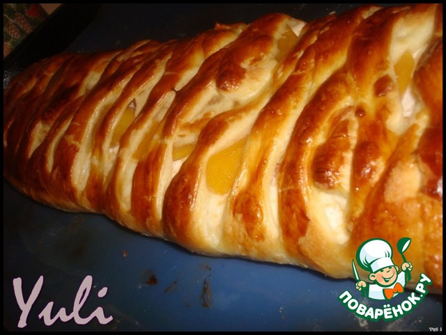 Puff braid cheese-peach