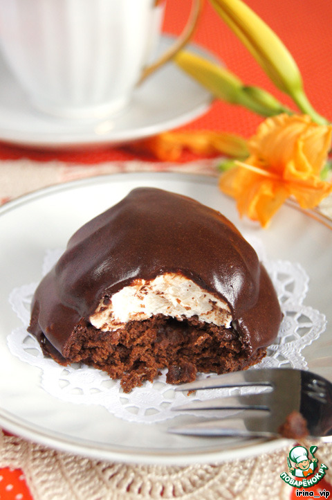 Chocolate cake with marshmallows