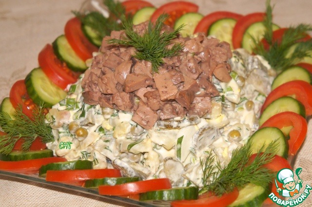 Salad with cod liver