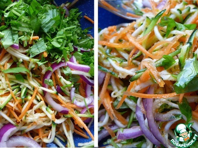 Salad zucchini with onions