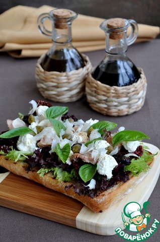 Salad of cod liver with homemade ricotta