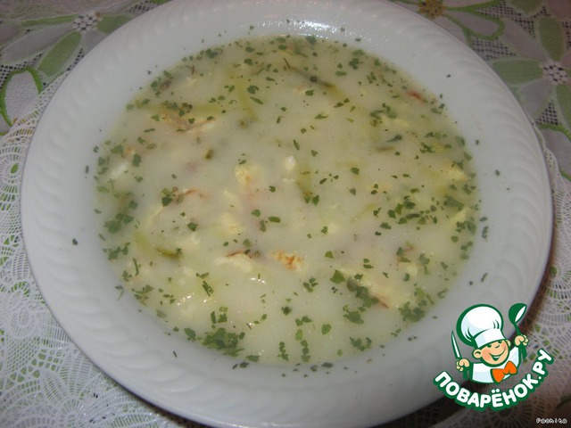 Cheese soup with cheese noodles