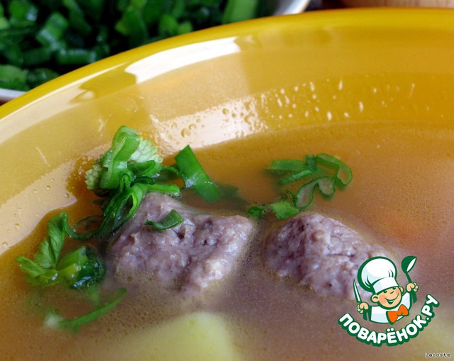 Potato soup with meatballs