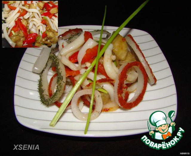 Squid salad and eggplant 