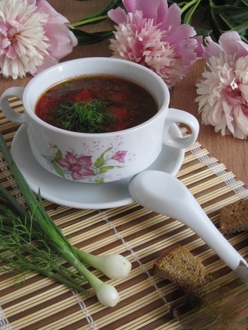 Soup with beet tops and beans