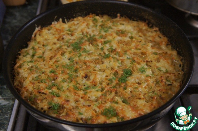 Gratin of cabbage with minced chicken