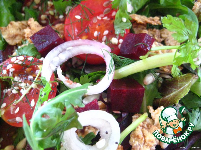 Fitness - salad with seeds and corn flakes