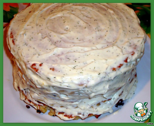 Закусочный   торт   из    куриного   филе   