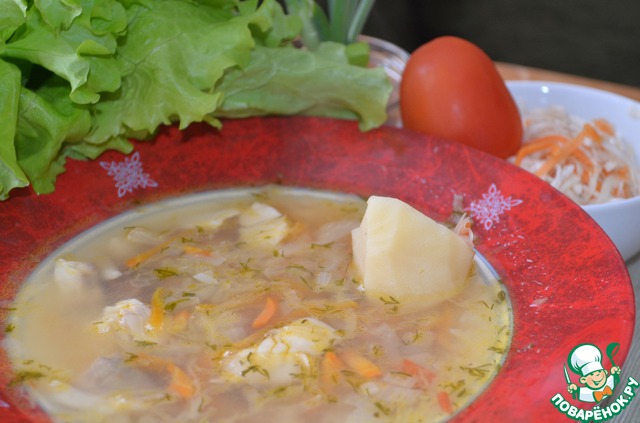 Soup of sauerkraut with fish and beans