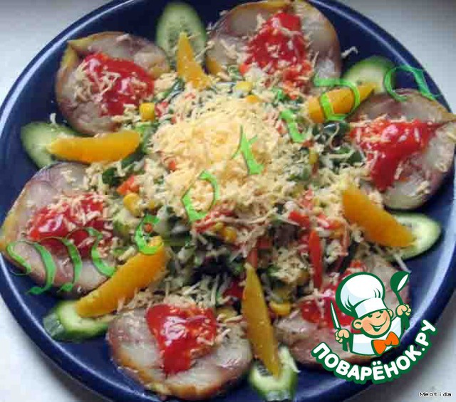 Salad with smoked mackerel 