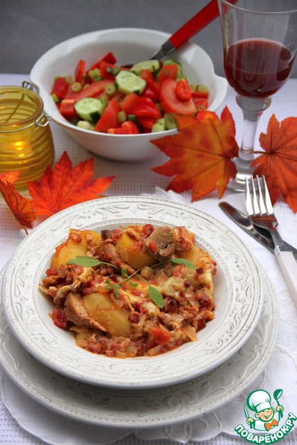 Gratin potato with pork tenderloin