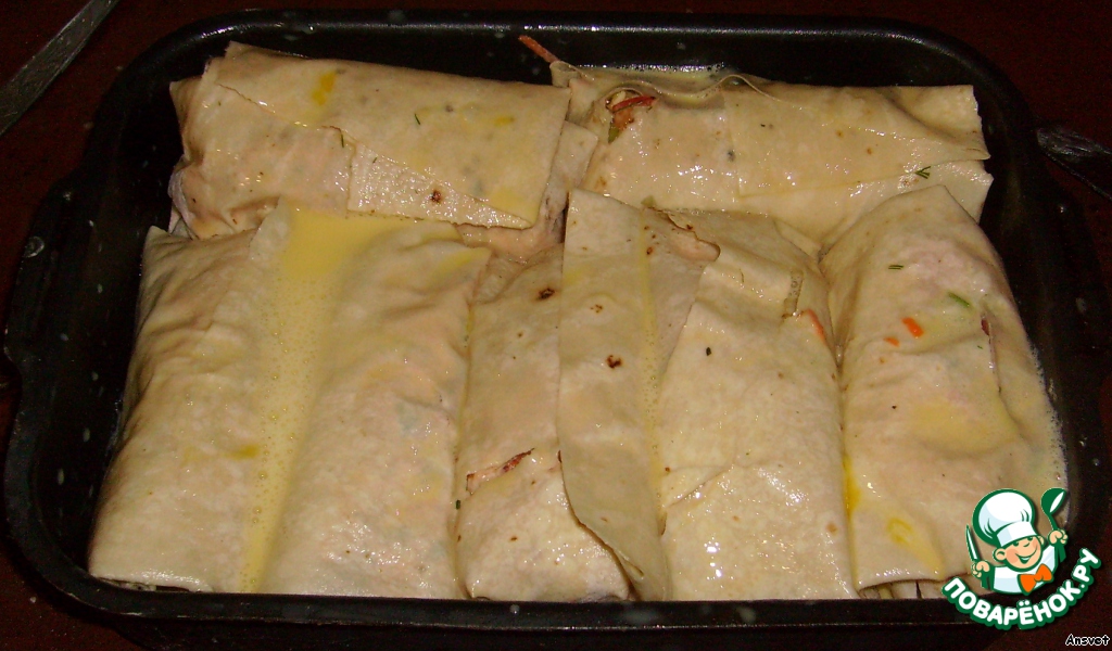 Chicken in pita bread with vegetables 