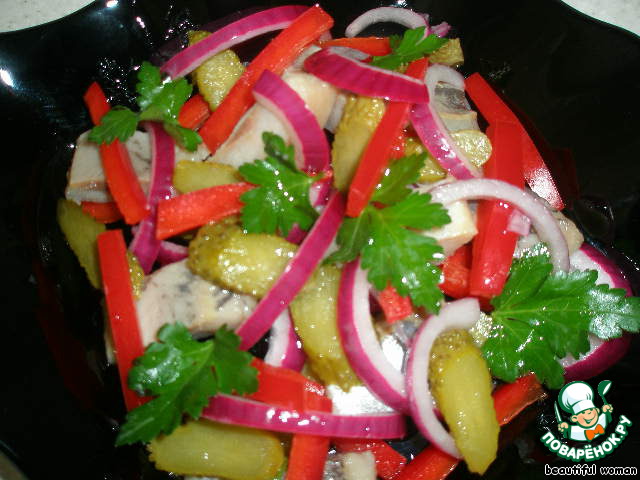 Salad with herring and vegetables