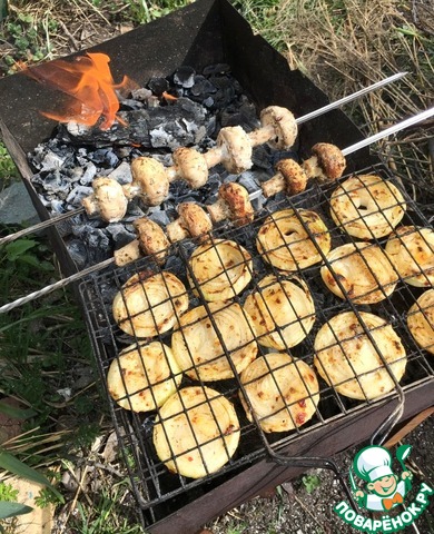 Mushrooms grilled in cream