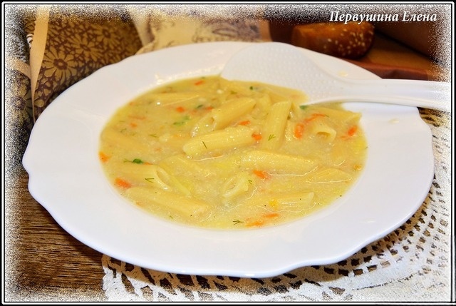Milk potato soup with pasta