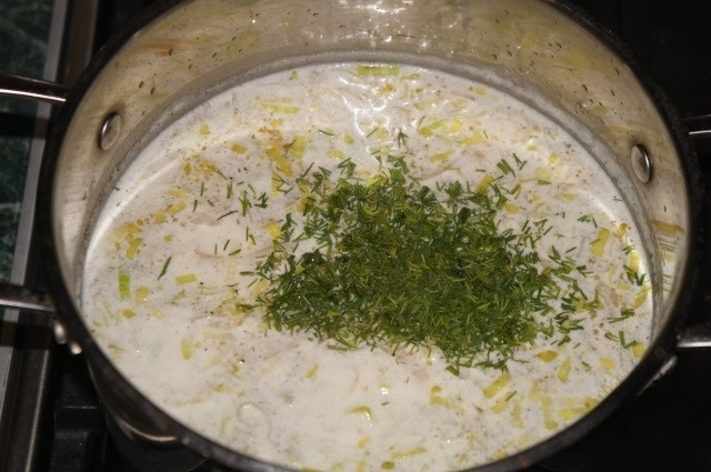 Soup of fennel with salmon