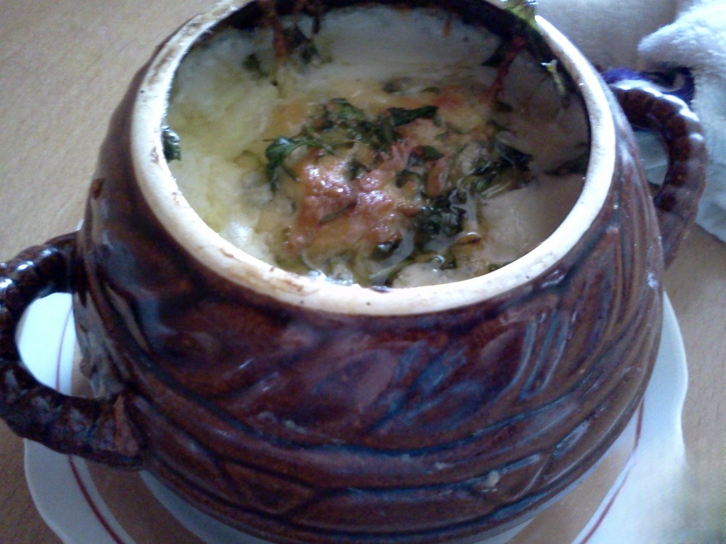 Julien in the pot with sauce 