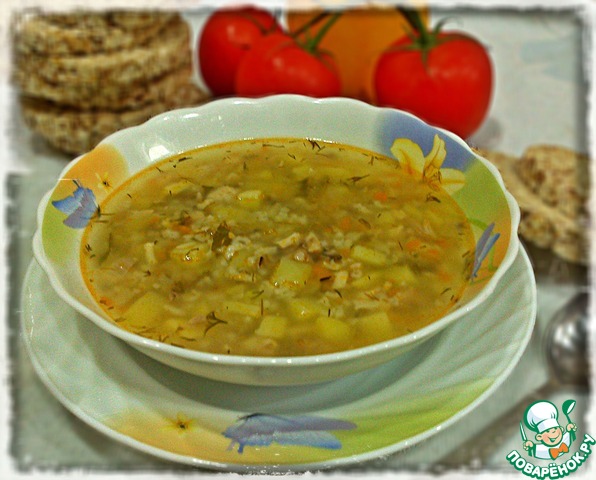 The pickle soup with wild rice