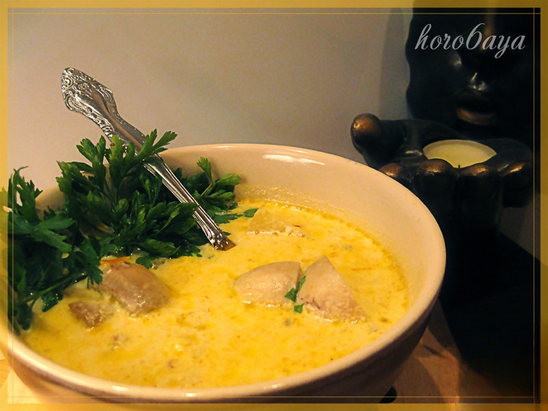 Milk soup with mushrooms