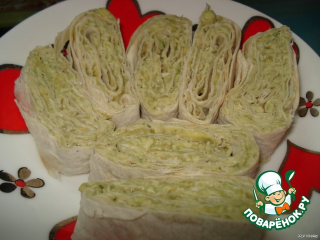 Pita bread with avocado pasta