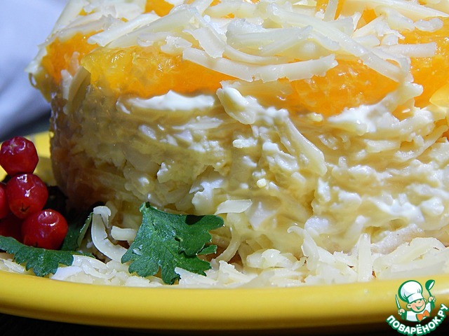 Cheese salad with oranges