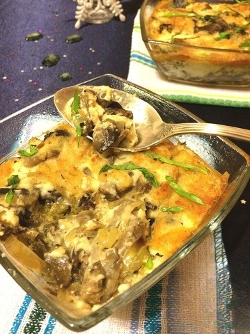 Baked with mushrooms in Staraya Russa