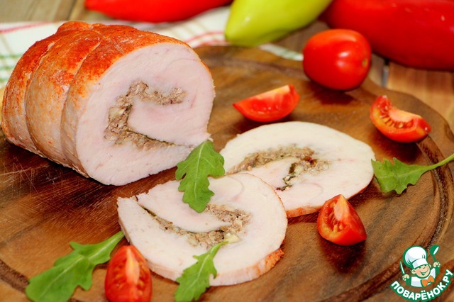 Turkey meatloaf with mustard-walnut stuffing