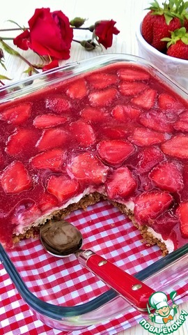 Strawberry dessert with a straw