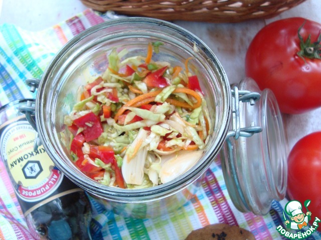 Salad of young cabbage