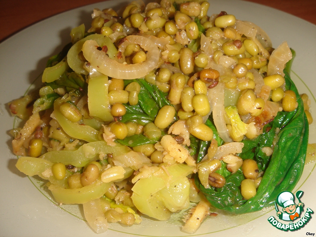 Mash with spinach and sweet peppers