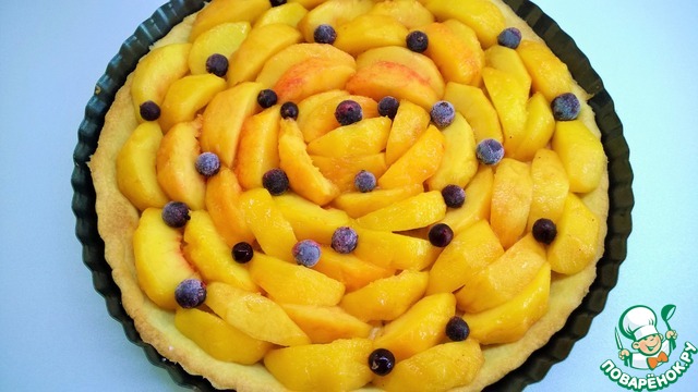 Peach pie with butterflies