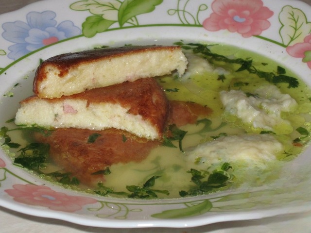 Soup with bread and dumplings