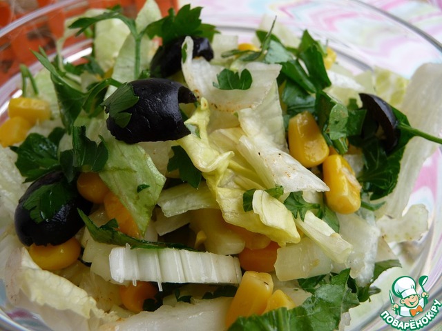 Corn salad with celery and olives