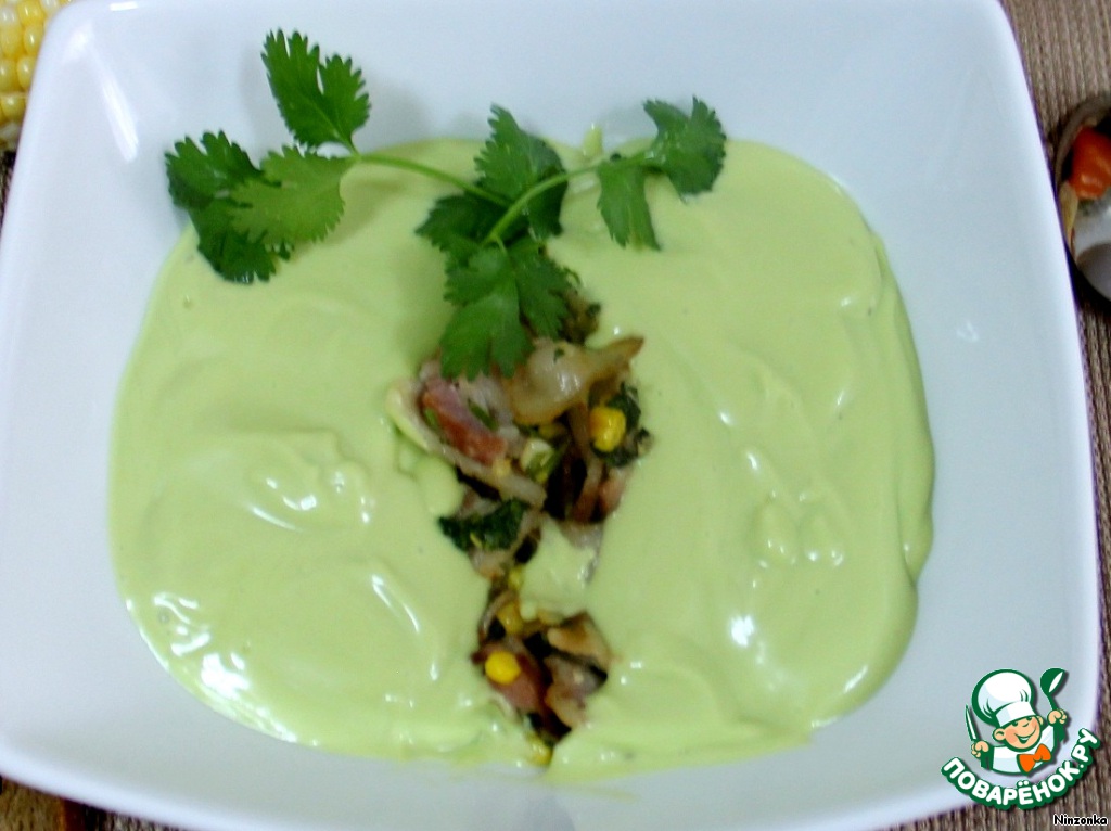 Cold avocado soup with stuffing