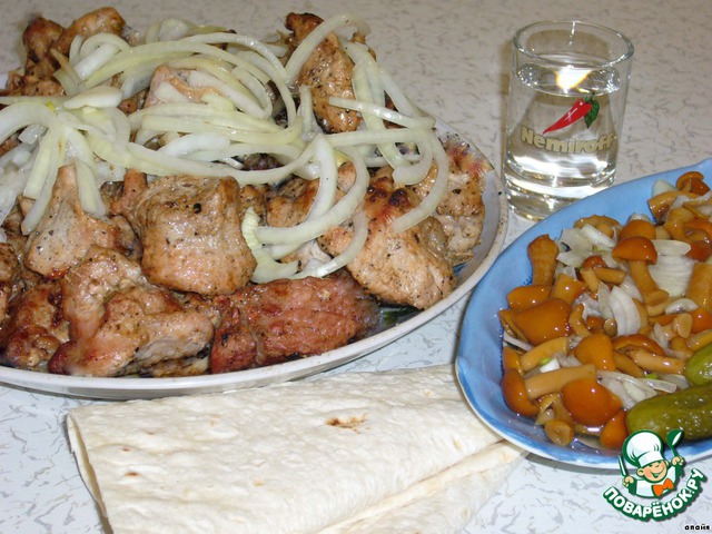 Pork shish kebab with kefir