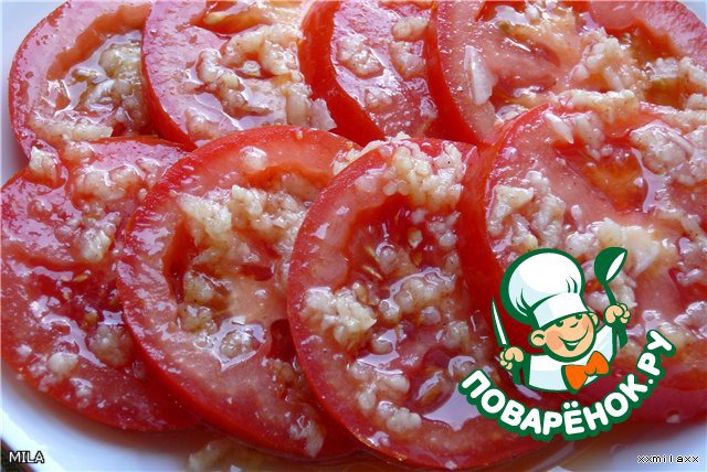 Помидоры с медом и чесноком