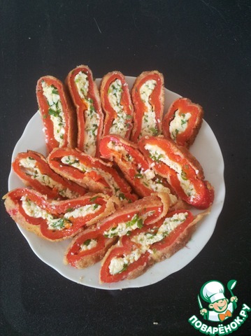 Жареные перцы с начинкой из брынзы